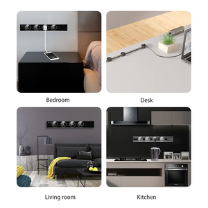 Pista de alimentación de pared de aluminio, sistema de instalación empotrada/abierta, toma de corriente para uso en oficina y cocina, novedad - Product Image 4