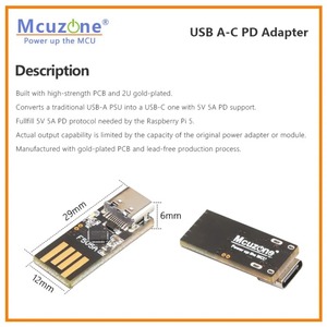 Adaptador Raspberry Pi5 USB PD, adaptador de 1 a 2 con protocolo PD 5V5A para Raspberry Pi 5 Custom - Product Image 2