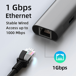 High Speed USB <strong>Hub</strong> 3.0 Type C 6 In14k hd Mi,5Gbps 60W PD Charge 1Gbps RJ45 Ethernet Laptop Docking Station for macbook Laptop Pc - Product Image 5