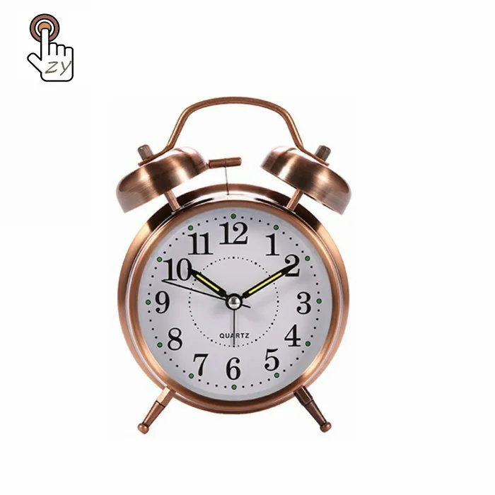 Reloj despertador analógico de 4 pulgadas con doble campana de Metal para estudiantes, despertador de mesita de noche, silencioso, pequeño, venta al por mayor