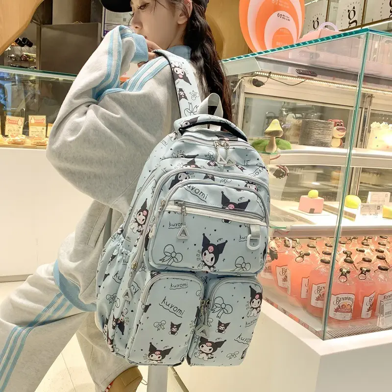 Grande capacité kawaii enfants lycéen sacs d'école filles enfants cartable sac à dos kuromi livre sac à dos