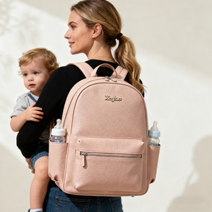 Nhà Sản Xuất Sản Xuất Cao Cấp Mẹ Túi Biểu Tượng Tùy Chỉnh Màu Hồng Ăn Chay Da Tã Túi Ba Lô Với Cách Điện Ngăn - Product Image 5