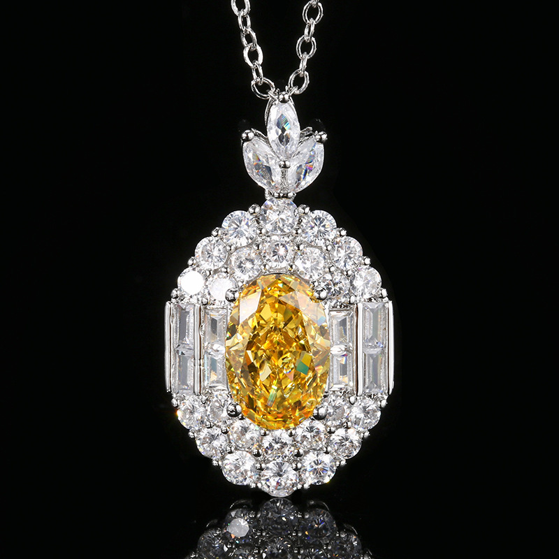 Ice Flower cut yellow diamond pendant with chain