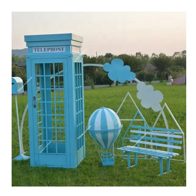 Cabina telefónica de Londres, decoración de boda al aire libre, de metal, retro