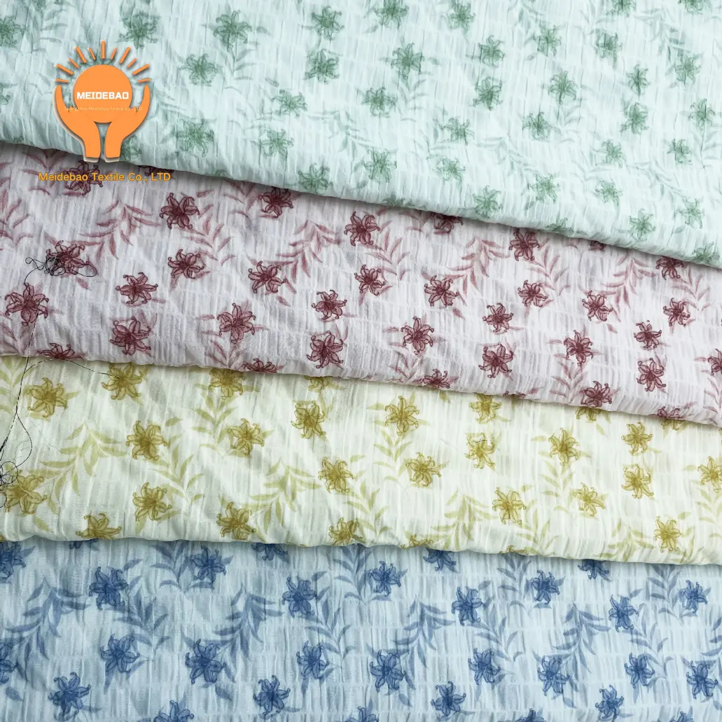 MEIDEBAO Großhandel kundenspezifische Polyester-Gewebe neues Design bedruckte Jacquard-Strickstoffe für Damenkleider