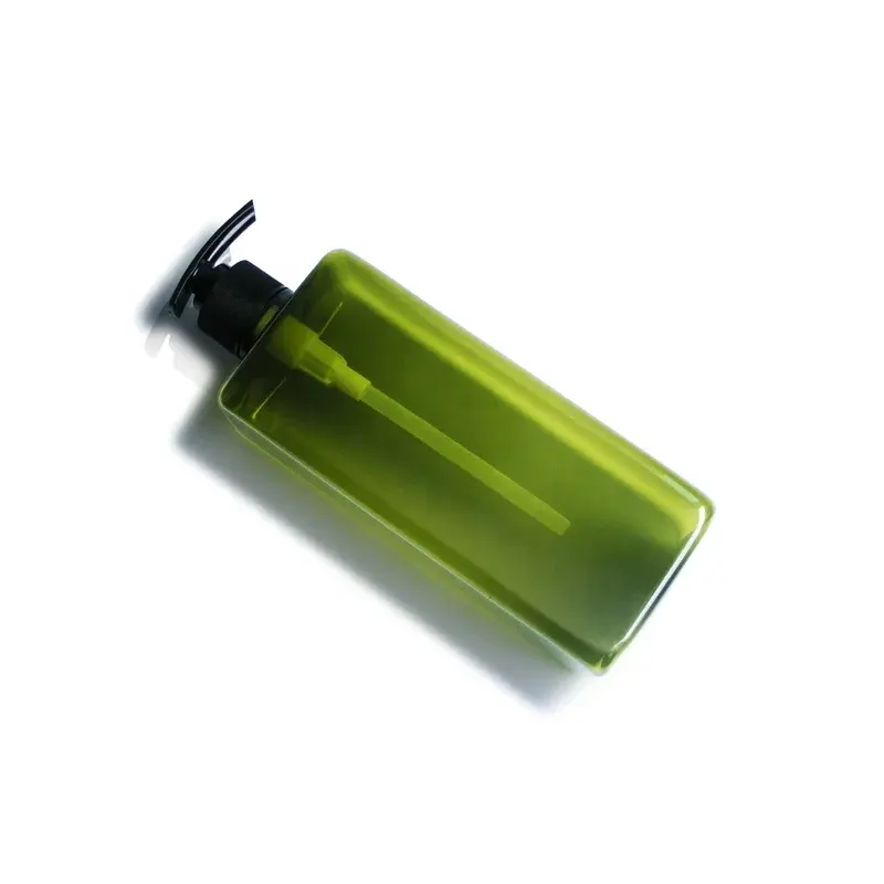 Yüksek kalite özelleştirilmiş 100ml 150ml 280ml boş yeşil duş jeli plastik Petg kare vücut losyonu pompa şişesi