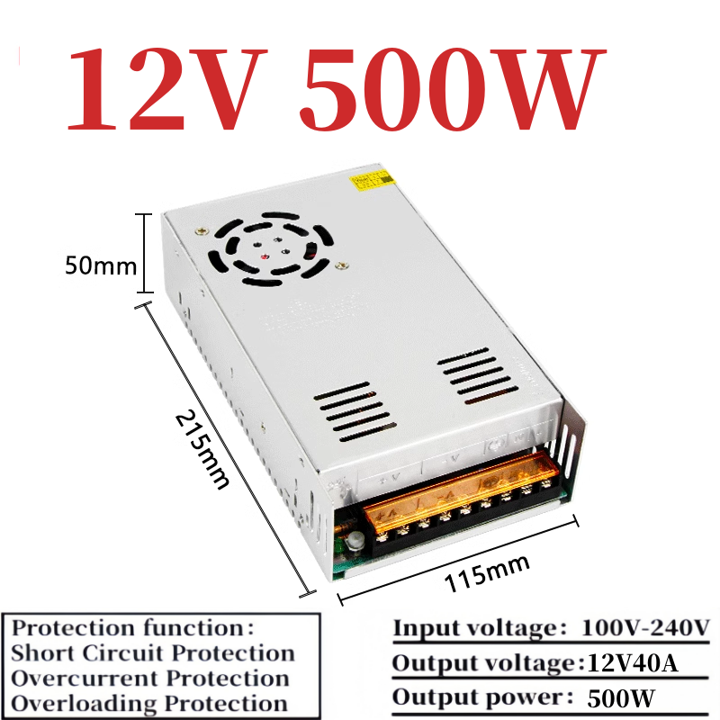 S-500-12(12V40A) พร้อมพัดลมระบายความร้อน