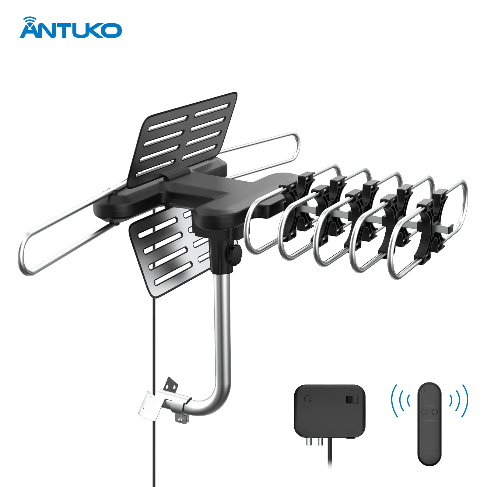 Antena de TV HDTV para exteriores VHF UHF amplificada con control remoto Rotación 360