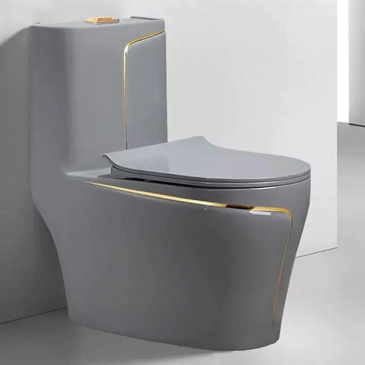 Sanitari multicolori un pezzo Wc bagno europeo ceramica oro fantasia Wc