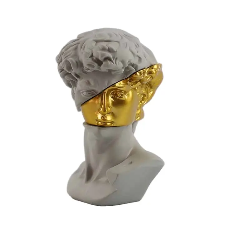Escultura de David, figura de cabeza de resina, escultura artesanal, portalápices creativo, piezas de decoración del hogar