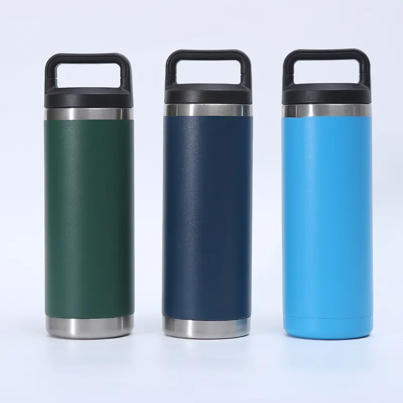 Botella de agua portátil, termos al vacío con aislamiento de agua de acero inoxidable de color personalizado, taza de agua potable deportiva con tapa