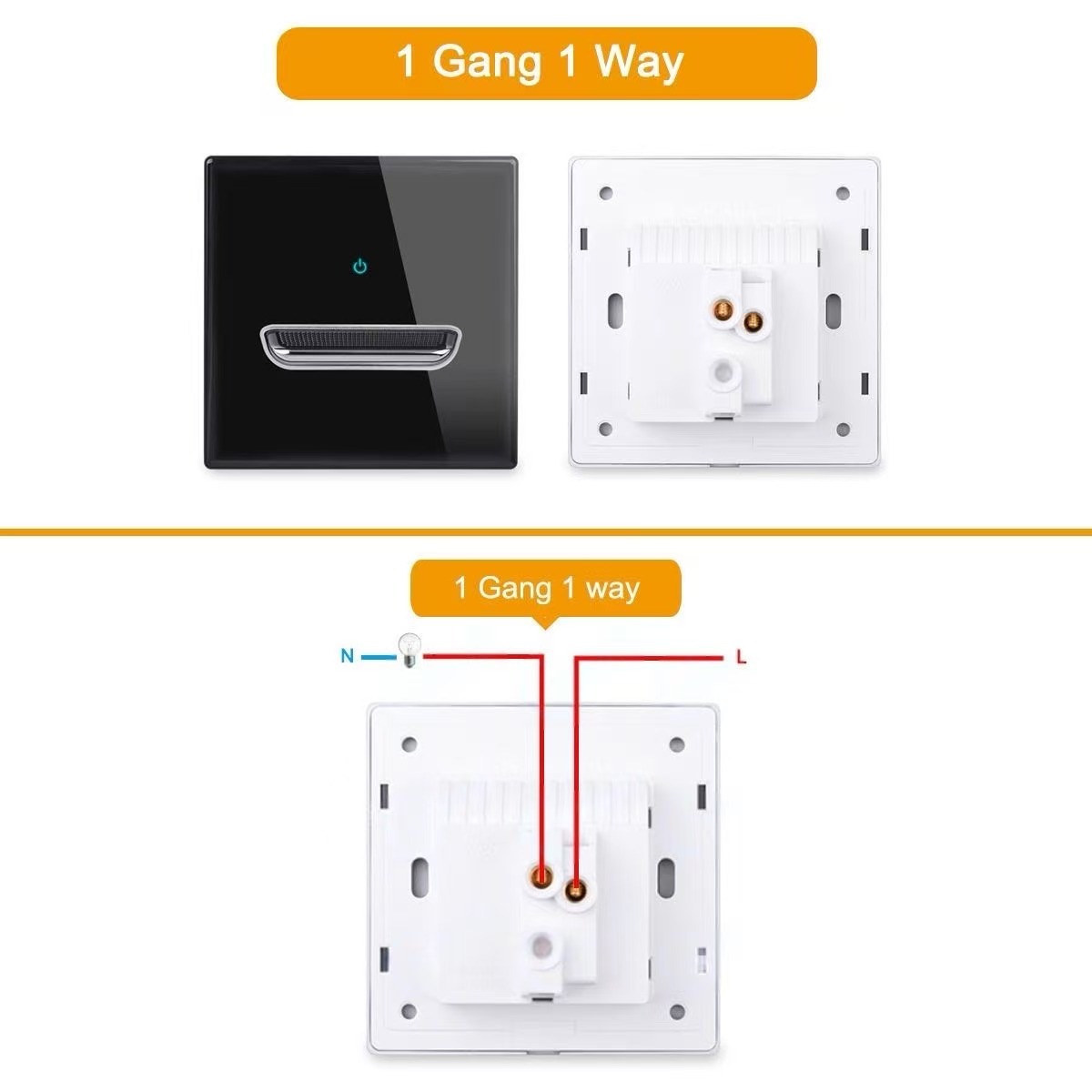 Vetro nero - unità singola 1GANG1WAY