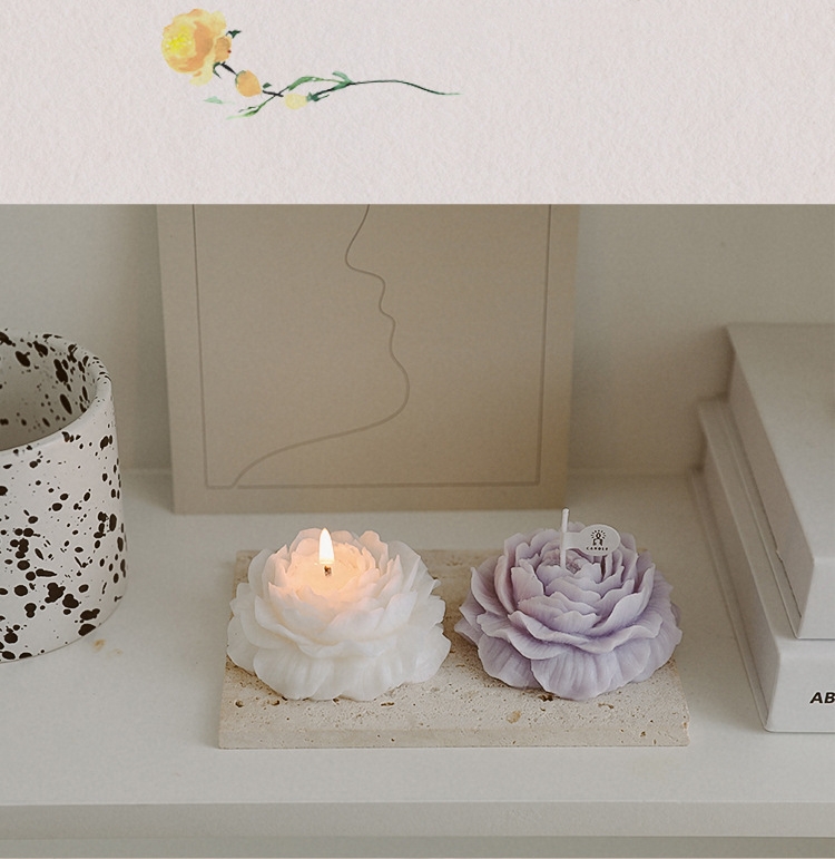 AROMA HOME Kwiat Kształt Piwonia Rzeźba Wosk Sojowy Aromaterapia Pachnące Ręcznie 8