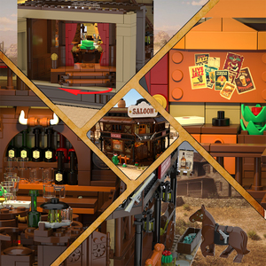 Cayi Tây Saloon ánh sáng xây dựng gạch thiết lập 2085 pcs cũ Tây Saloon dẫn ánh sáng xây dựng xây dựng mô hình thiết lập đồ chơi - Product Image 3