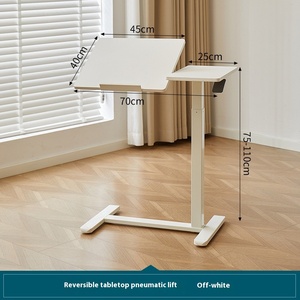 Mesita de noche móvil de escritorio de ordenador de escritura de estudiante de elevación giratoria neumática moderna para oficina en casa o mesa de libros de dormitorio - Product Image 2