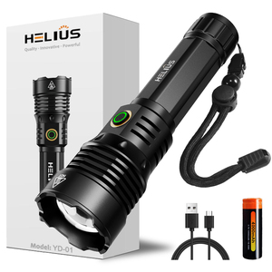 Helius 1350 Lumens Sáng Đèn Lồng Mạnh Mẽ 40W Chất Lượng Cao Có Thể Sạc Lại Cắm Trại Zoom <span class=keywords><strong>Torch</strong></span> Ánh Sáng Chiến Thuật Trắng <span class=keywords><strong>LED</strong></span> Đèn Pin - Product Image 1