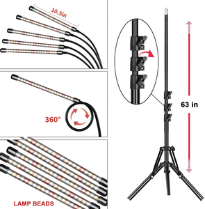 Hot Tripod 5 Tube Full Spectrum Remote Controller Red Blue <strong>White</strong> Timer 4/8/12hour Dimmable <strong>80W</strong> <strong>Led</strong> Grow Light for Big Plant - Product Image 6