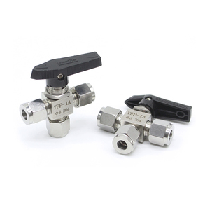 Mini açı küresel vana enstrüman 1/4 "OD 6000psi sıkıştırma tüpü 3 yollu çift yüksük uydurma paslanmaz çelik küresel vanalar - Product Image 1