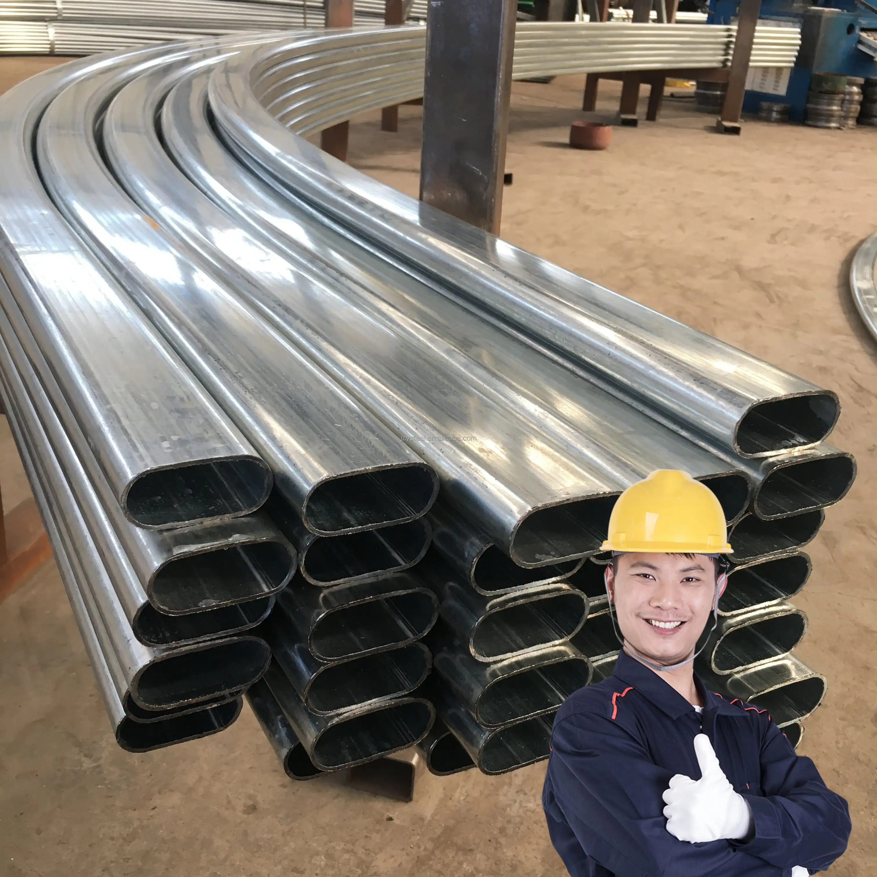 Tubo di ferro pre zincato tubo in acciaio al carbonio di forma ovale tubo in acciaio di forma speciale personalizzato
