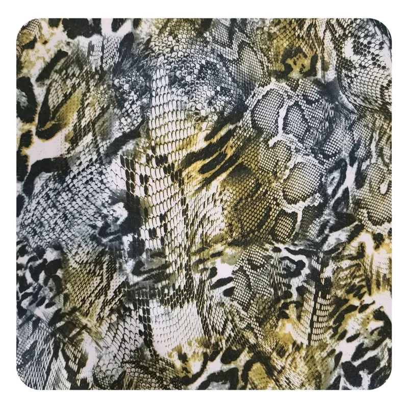 Hot Sale Reticular Serpentine Pattern E Leopard Print Soft Scuba Suede Fabric Para Vestuário E Têxtil