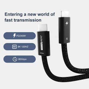 1M Thunderbolt 5 çift tip C veri kablosu 40Gbps USB-C monitör kablosu ile 5K Video 100W PD100 5A HD koruyucu kombinasyonu - Product Image 3