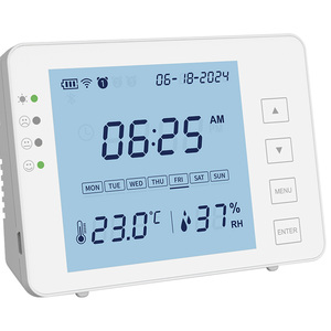 Monitor de clima y reloj despertador 6 en uno Termómetro inteligente Hidrómetro digital con fecha de hora Año Mes Pantalla