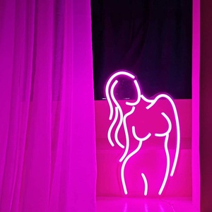 Treo tường LED Neon Cô Gái Trong nhà dấu hiệu ánh sáng màu hồng bên đầu neon ánh sáng nghệ thuật cửa hàng trang trí DC cung cấp điện 1 năm bảo hành - Product Image 3