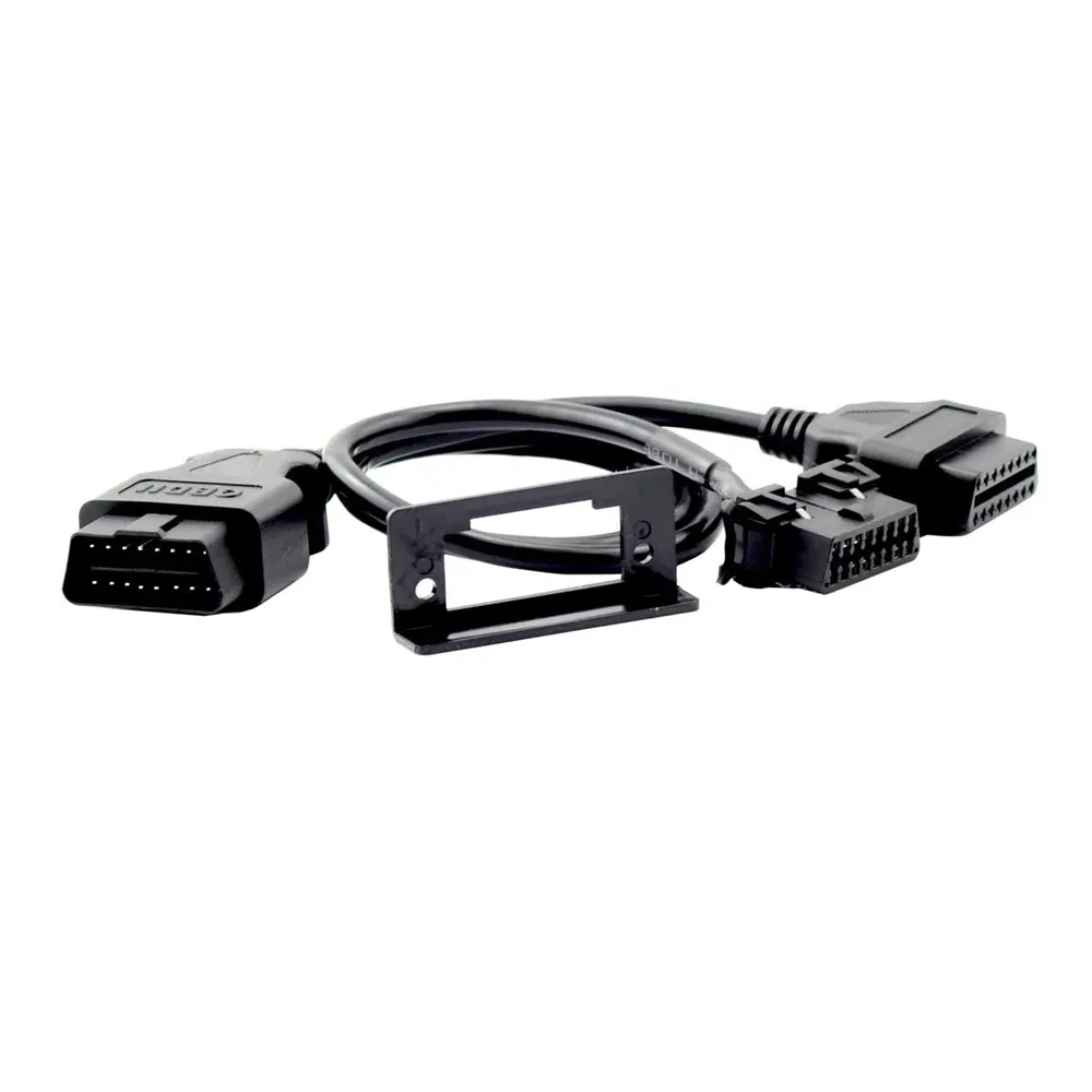 OBD2 OBD II tam 16 Pin Splitter Y açık kablo J1962 1 erkek 2 dişi konnektör Underdash için montaj braketi GPS izci