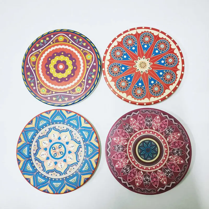 Mandala in ceramica con strass strass con strass e pittura con strass di strass cuscino per tazza con supporto da tavolo tovaglietta tappetino per tappetino