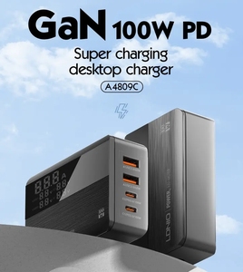 LDNIO A4809C OEM 100W GaN <span class=keywords><strong>2</strong></span> USB tip C bir şarj masaüstü telefon hızlı iPhone şarj cihazı samsung cargapara para celular