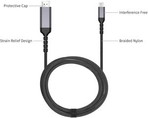 Cable USB C a HDMI macho a macho 4K60hz tipo C a HDMI Cable Compatible para computadora/escritorio/computadora portátil - Product Image 6
