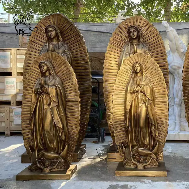 BLVE Spot Goods Vida ao ar livre Tamanho Estátuas Religiosas Bronze Católica Virgem Maria Estátua Nossa Senhora de Guadalupe Escultura
