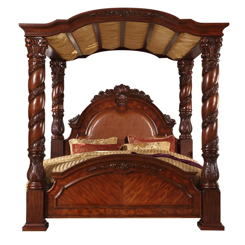 Avrupa katı ahşap oyma yatak amerikan villa lüks fransız saray gölgelik yatak kral ahşap yatak yatak odası mobilya setleri