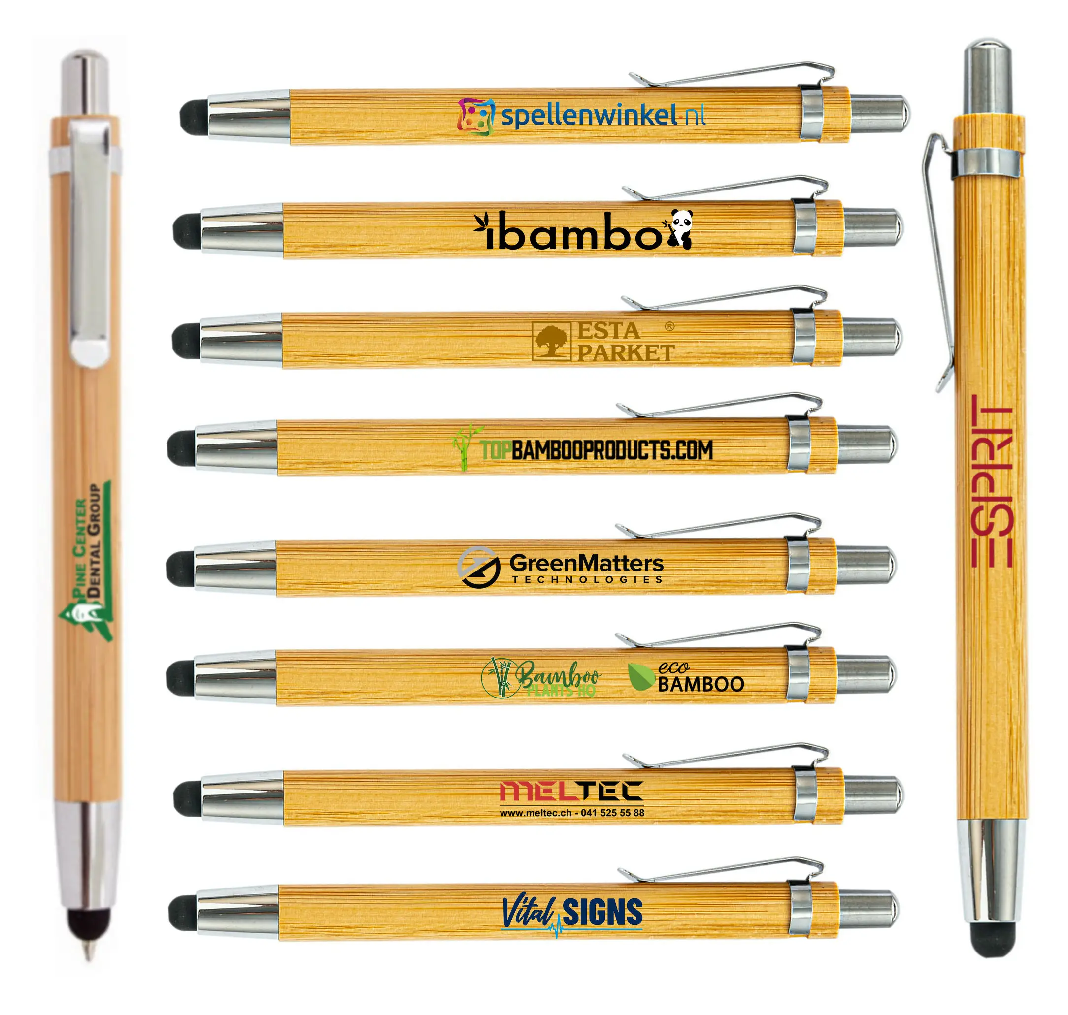 Most Popular Customer Laser Logo Eco-Friendly Bamboo Stylus wood Ballpoint Pen with Touch screen stylus