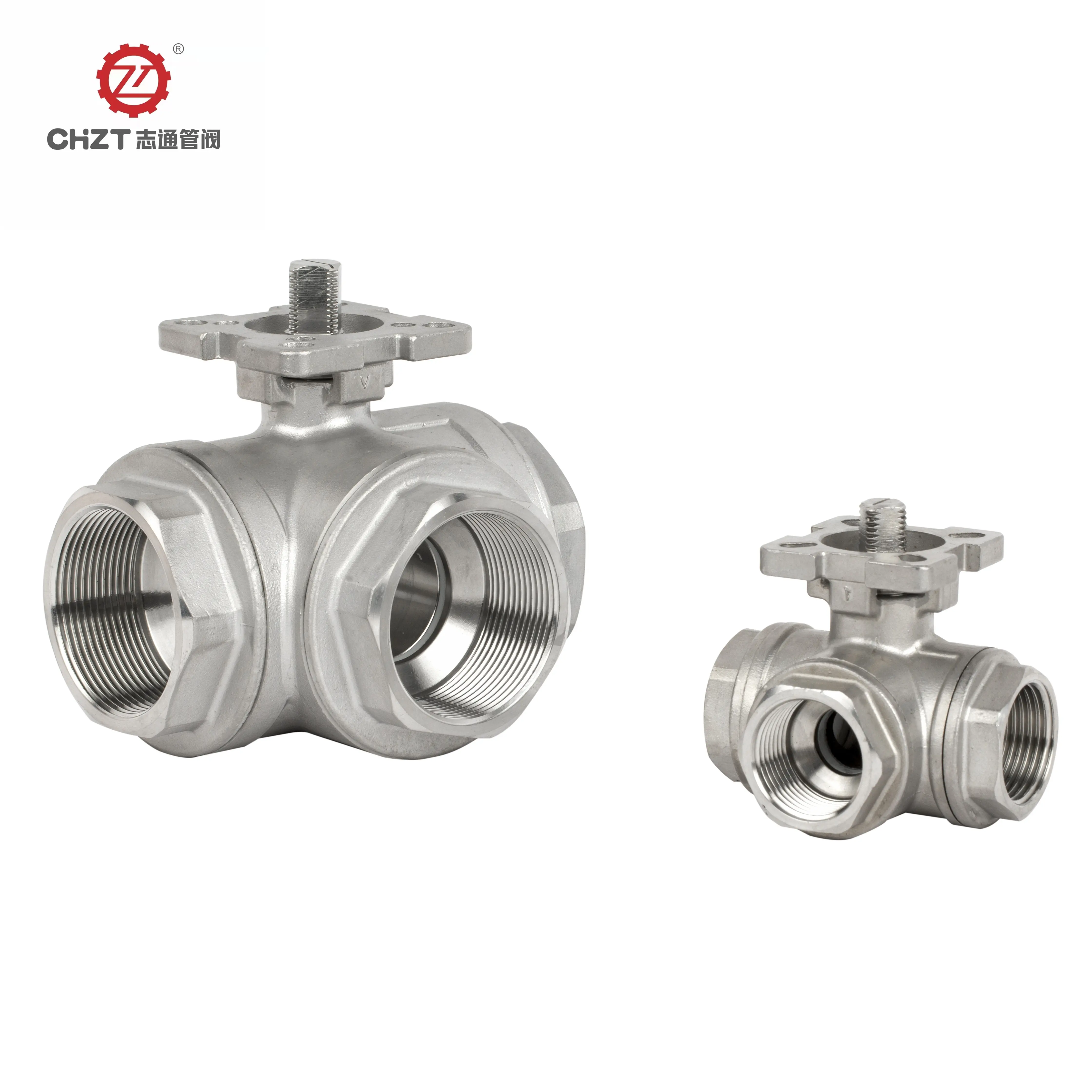 Vanne à bille 3 voies en acier inoxydable, fabricant de valve à bille de 3 pouces CF3M CF8M, en chine