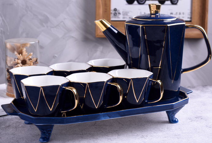 Set da tè blu da 8 pezzi