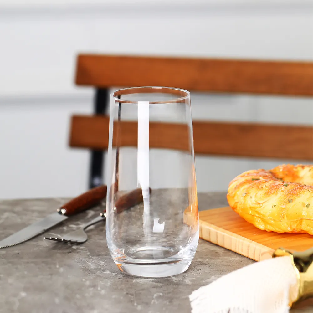 FAWLES Muestra gratis Clear Drinking Stemless Champagne Glass Vasos de agua de cristal sin plomo para uso diario
