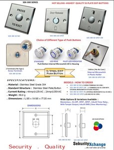 Customizable Stainless Steel <strong>Exit</strong> <strong>Button</strong> LED DPDT Double Pole Door Opening OEM ODM Supported Biometric Access Control <strong>System</strong> - Product Image 2