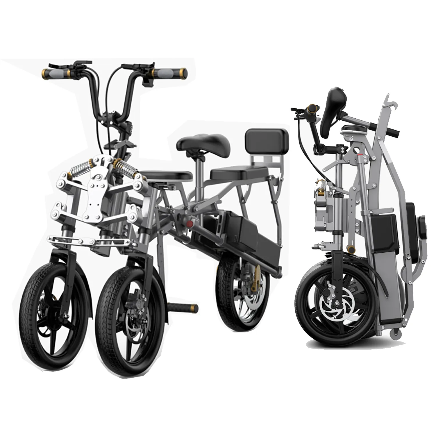 Nuovi strumenti da viaggio 3 ruote ebike doppia batteria 48v 500w bicicletta elettrica pieghevole bici in lega di alluminio S6 tricicli