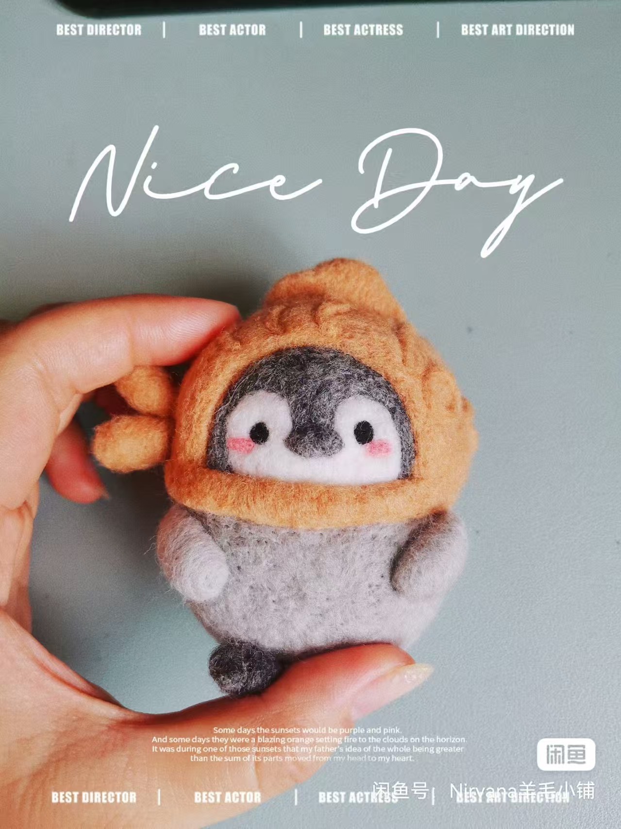 Chapeau de poisson, petit pingouin, porte-clés, cadeau