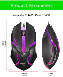 FCC certificata all'ingrosso ottica RGB LED retroilluminato Mouse da gioco USB leggero mano destra Computer uso ufficio Finger Stock - Product Image 2