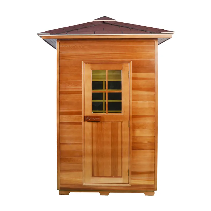 Nuovo design esterno in legno massello lontano infrarosso sauna house 2 persona cedro rosso disintossicazione stanze sauna