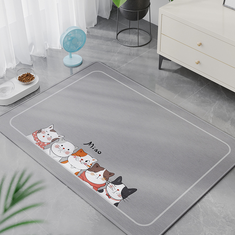 Tapis pour animaux de compagnie en soie glacée - Portrait de famille de chats gris