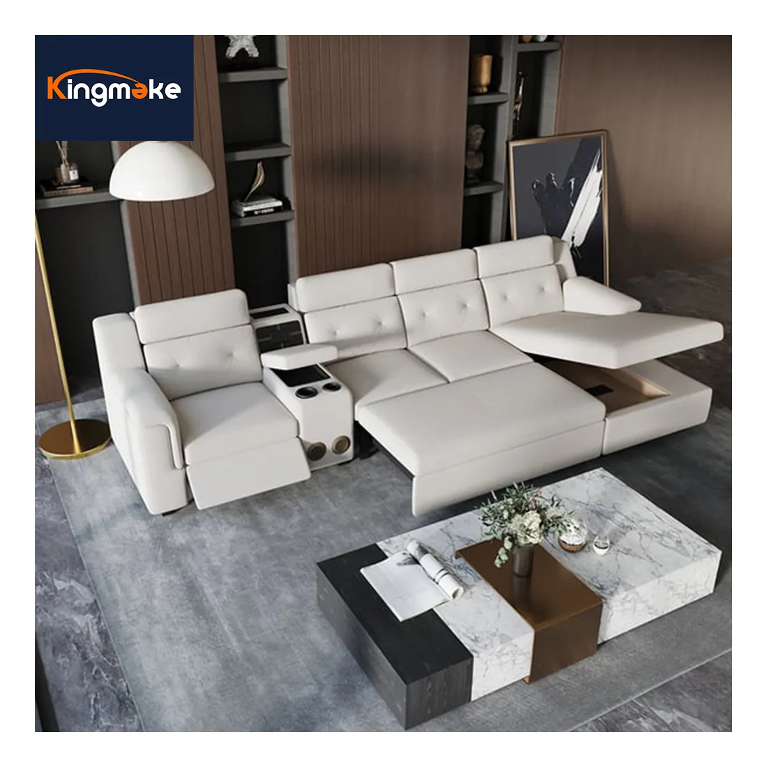 Canapé moderne multifonctionnel au design luxueux avec purificateur d'air, haut-parleur Bluetooth, fauteuil de salon électrique