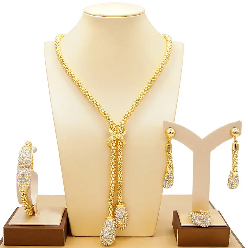 Conjunto de joyería de oro Hawaiano, conjunto de joyería de alta gama, chapado en oro