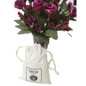 Customized <strong>Plain</strong> Cotton <strong>Drawstring</strong> <strong>Pouch</strong> for Shopping Dust Bag with Dot Pattern and Logo Printed Packaging - Product Image 1