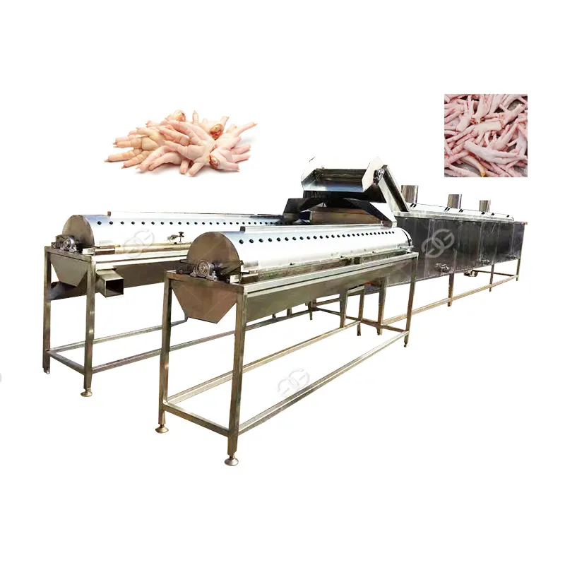 Commerciële Volautomatische Kip Voeten Huid Verwijderen Snijden Reiniger Apparatuur Kip Klauw Peeling Machine Prijs