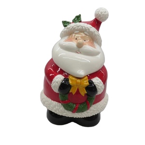 ノベルティクリスマスドロマイトサンタクッキージャー、セラミック収納ジャー、セラミックキャンディージャー