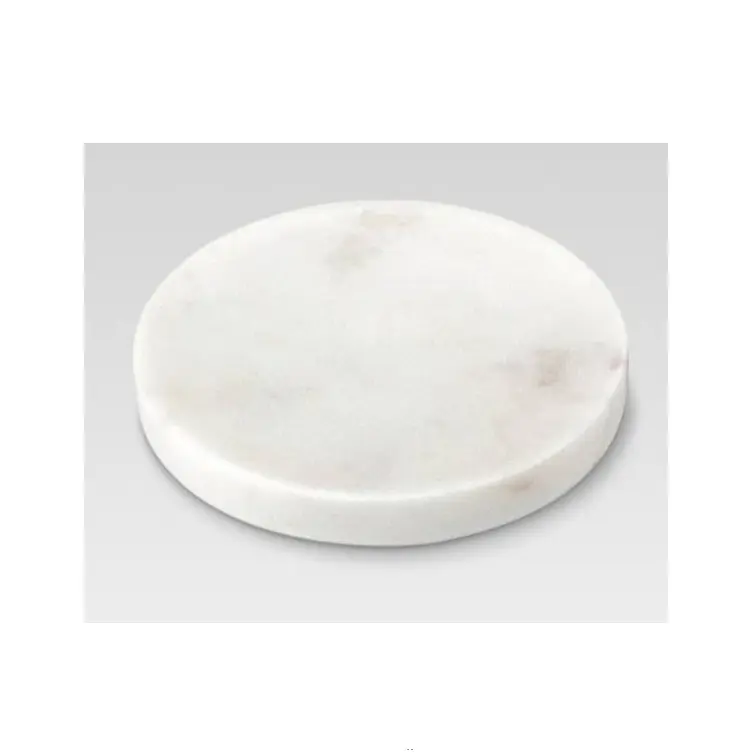 Wholesale Toilet Bathroom Natural White Marble Soap Round Dishes Different Finished Custom Designs Soap Holder