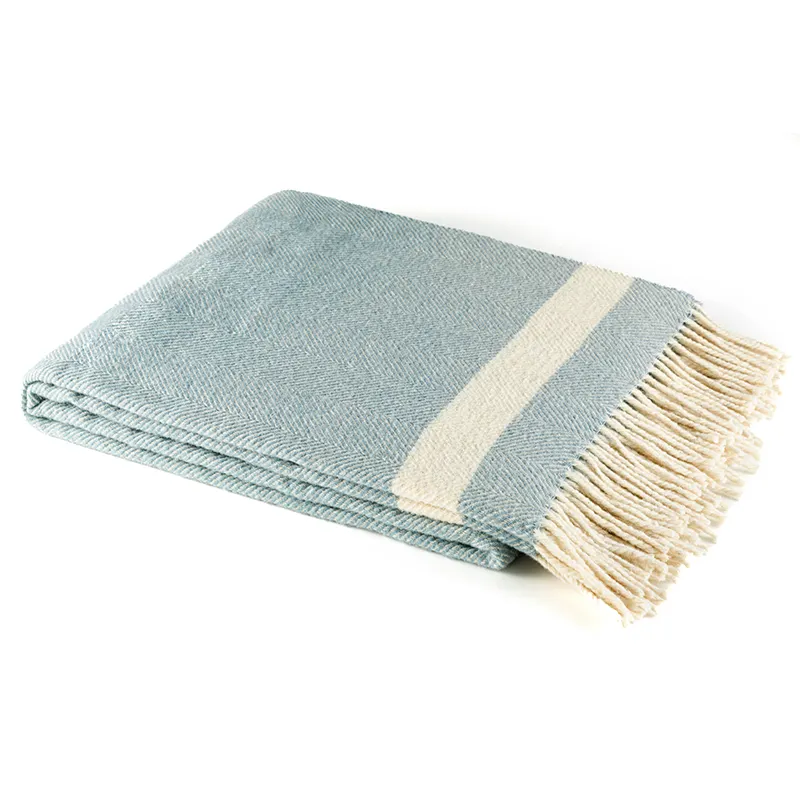 HengTai nueva aplicación 130*170CM barato 100% lana 350gsm borla mantas para el hogar